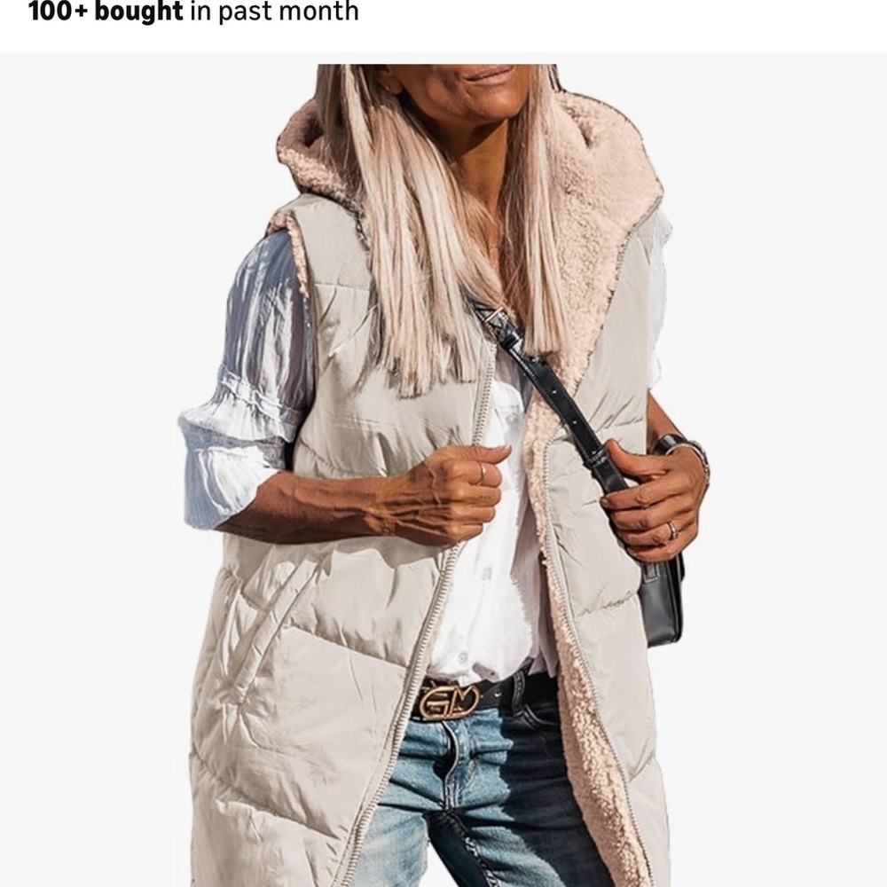 Reversible Beige Hooded Vest